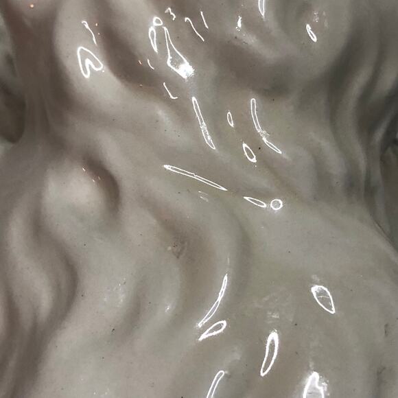 Vintage White Fluffy Ceramic Kitty Cat Blue Eyes Statue Figure - Picture 6 of 12